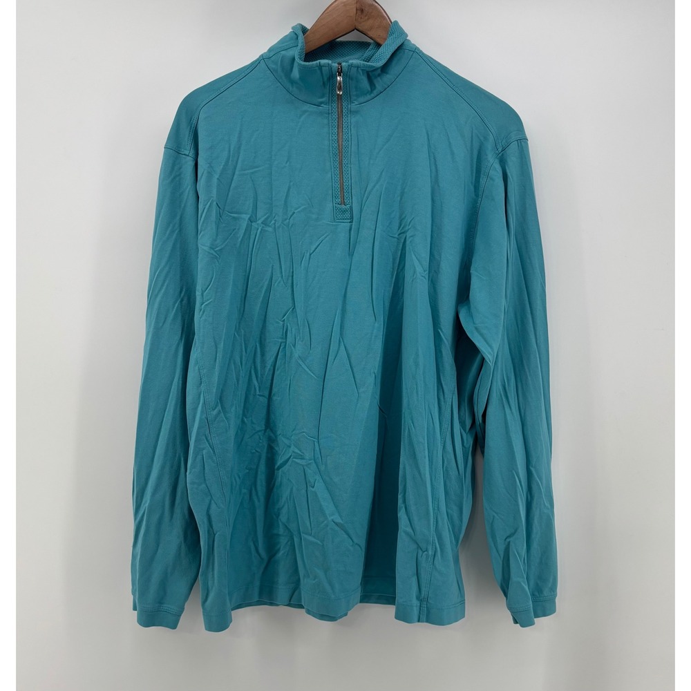 Tommy Bahama Quarter Zip Pullover Sweater Men's Large Teal